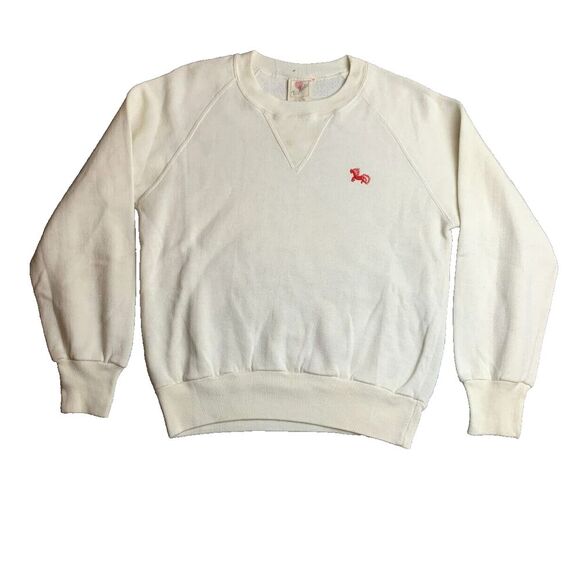 Masters Tops - Vintage Top Masters Sweatshirt Womens Medium Ivory Embroidered Dragon Fleece 80s